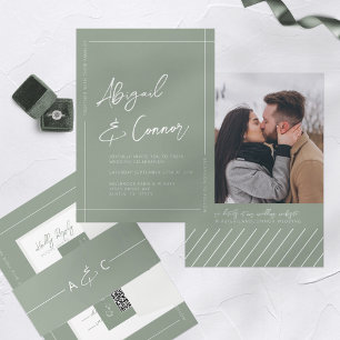 Invitación a la caligrafía verde Sage moderna simp