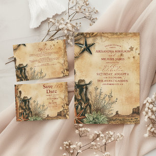 Tarjeta De Recepción Boda de paisajes del desierto del Oeste de Boho Ca