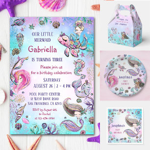 Invitación Bajo la fiesta de cumpleaños del Chica de la siren