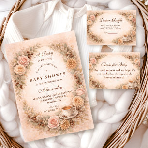 Tarjeta De Recepción Ducha de Bebé Boho Neutral 'Está Brewando un Bebé'