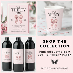 Tarjeta Moderno Treinta Elegante Bow Rosa Feliz 30 cumplea