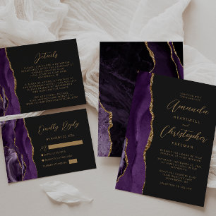 Invitación Boda de pizarra de guiones modernos de Purple Agat