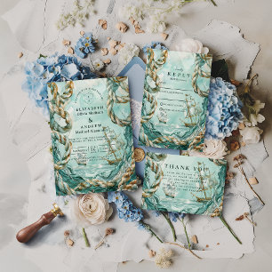Tarjeta De Agradecimiento Boda de Viaje de Cuerda Náutica