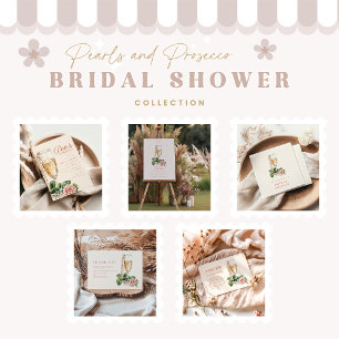Servilleta De Papel Ducha de Novia con Perlas de Oro Rosa y Prosecco