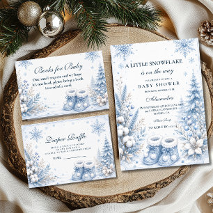 Tarjeta De Recepción Sorteo de pañales Copo de Nieve Pequeño Azul