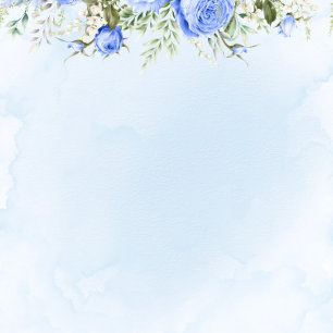 Invitación Dusty Blue Watercolor Peony Blossoms Moda Boda