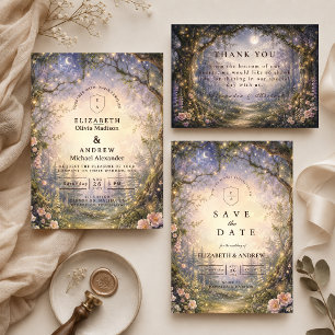 Tarjeta De Agradecimiento Boda de Hadas del Bosque Encantado
