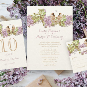 Invitación Lavender Lilac Love Bird Boda