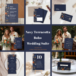 Reserva La Fecha Boda floral azul de la marina rusa salva la fecha