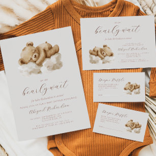 Invitación Cute acuarela Teddy Bear Neutral Baby Shower