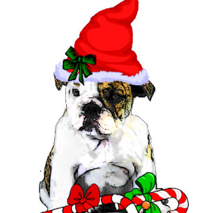 Tarjeta Festiva Navidades de Bulldog inglés