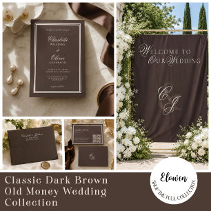 Tapiz Boda Clásica de Dinero Antiguo Marrón Oscuro