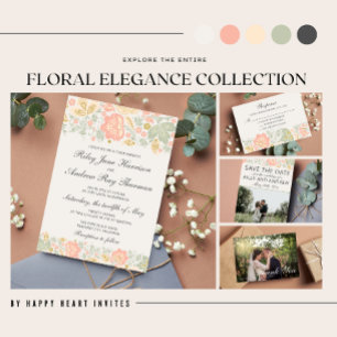 Reserva La Fecha Floral Elegance Peach Blush Sage Save The Date