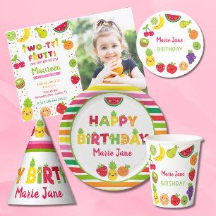 Invitación FOTO del 2º cumpleaños de Twotti frutti