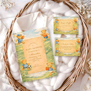 Invitación Clásico Sports Bears Baby Shower de Guardería