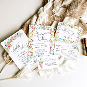 Elegante Tarjeta de Receta de Flores Silvestres ac