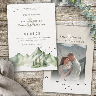 Invitación Elegante sereno boda del paisaje de los montes ver
