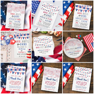 Tarjeta De Recepción ¡Rojo, blanco y debido! 4 De Julio Baby Shower Boo