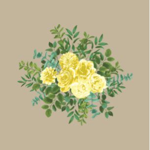Invitación Boda floral Rosa de color amarillo claro y caqui