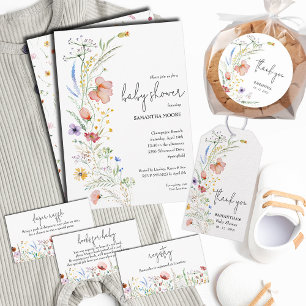 Invitación Flores salvajes Baby Boy Shower
