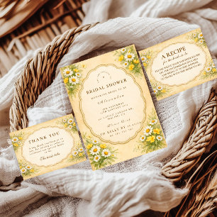 Tarjeta De Agradecimiento Torta Nupcial de Margaritas Silvestres Vintage