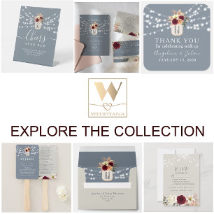 Invitación Todo En Uno Dusty Blue Mason Jar Boda