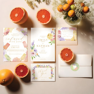 Tarjeta De Agradecimiento Gracias a Watercolor Citrus Fruit & Floral Boda