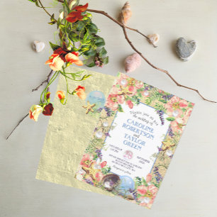 Invitación Rosa de playa de arena tropical Seashell Pearl Bod