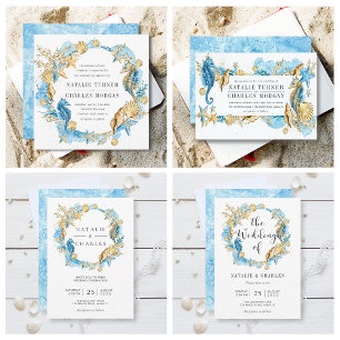 Invitación a la boda de verano en el mar y la play