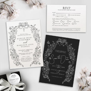 Pegatina Redonda Spring fleur de lis elegante boda gracias