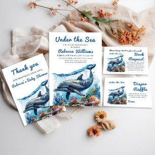 Tarjeta De Agradecimiento Nautical Blue Boy Under Sea Baby Shower