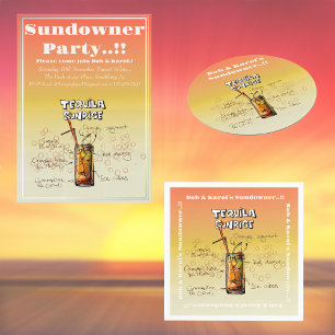 Invitación Sundowner Tequila Cocktail Fiesta