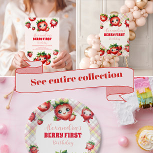 Invitación Primer cumpleaños de fresa Berry