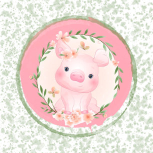 Invitación Chica de cuidado de cerdo rosa Baby Shower