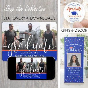 Anuncio Naranja de escritura moderna y graduación de fotos