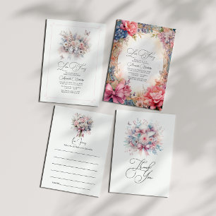 Invitación Elegante Love Fancy Floral Bridal Shower QR Code