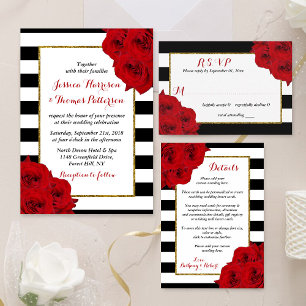 Invitación Con Relieve Metalizado La moderna colección de Bodas de lujo Moda - Roses