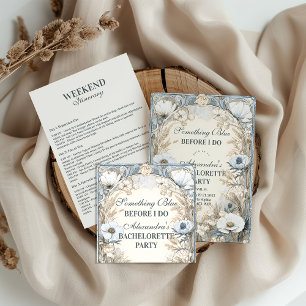 Invitación Algo Azul Floral de Invierno Despedida de Soltera