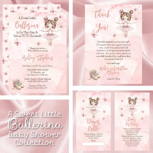 Tarjeta De Recepción Pequeña Ballerina Rosa Baby Shower Diaper Raffle