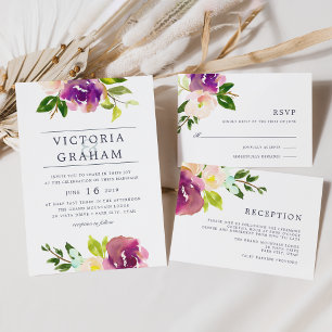 Bloom vibrante   Invitación a la boda acuarela