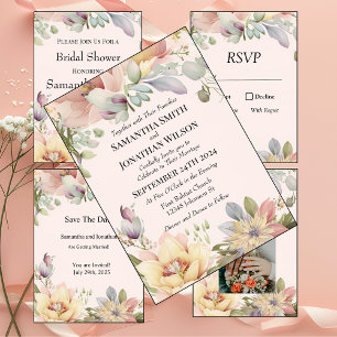 Invitación Elegante ensayo de Boda de flores silvestres BOHO