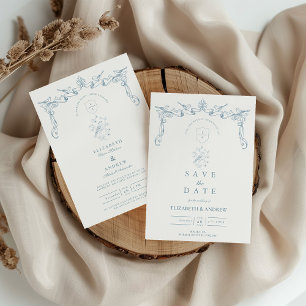 Invitación Boda Barroca Pájaro Azul Polvoriento
