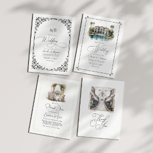 Invitación Elegancia Atemporal Cena de Ensayo Old Money