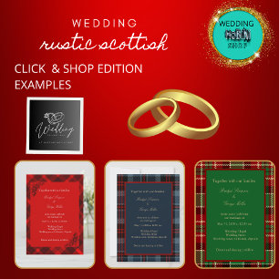 Invitación boda de tartán celta negro verde