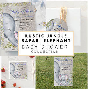 Etiqueta Baby Shower de elefante floral ruso lindo