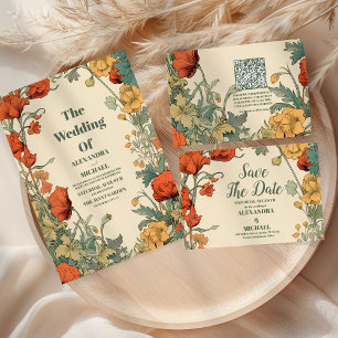 Tarjeta De Agradecimiento Boda de Art Nouveau romántico