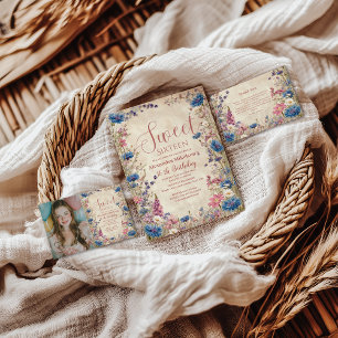 Invitación Foto Suave Cottagecore Floral Dulces Dieciséis