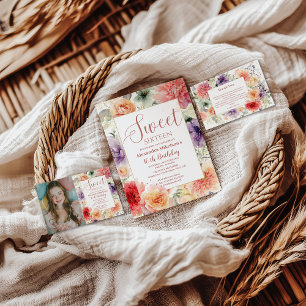 Tarjeta De Agradecimiento Jardín Romántico Florales Dulces Dieciséis