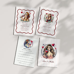 Tarjeta De Consejos Borracha de Amor Vino Tinto Romántico Despedida de