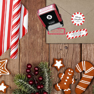 Pegatina Redonda Merry Christmas Candy Cane Personalizado